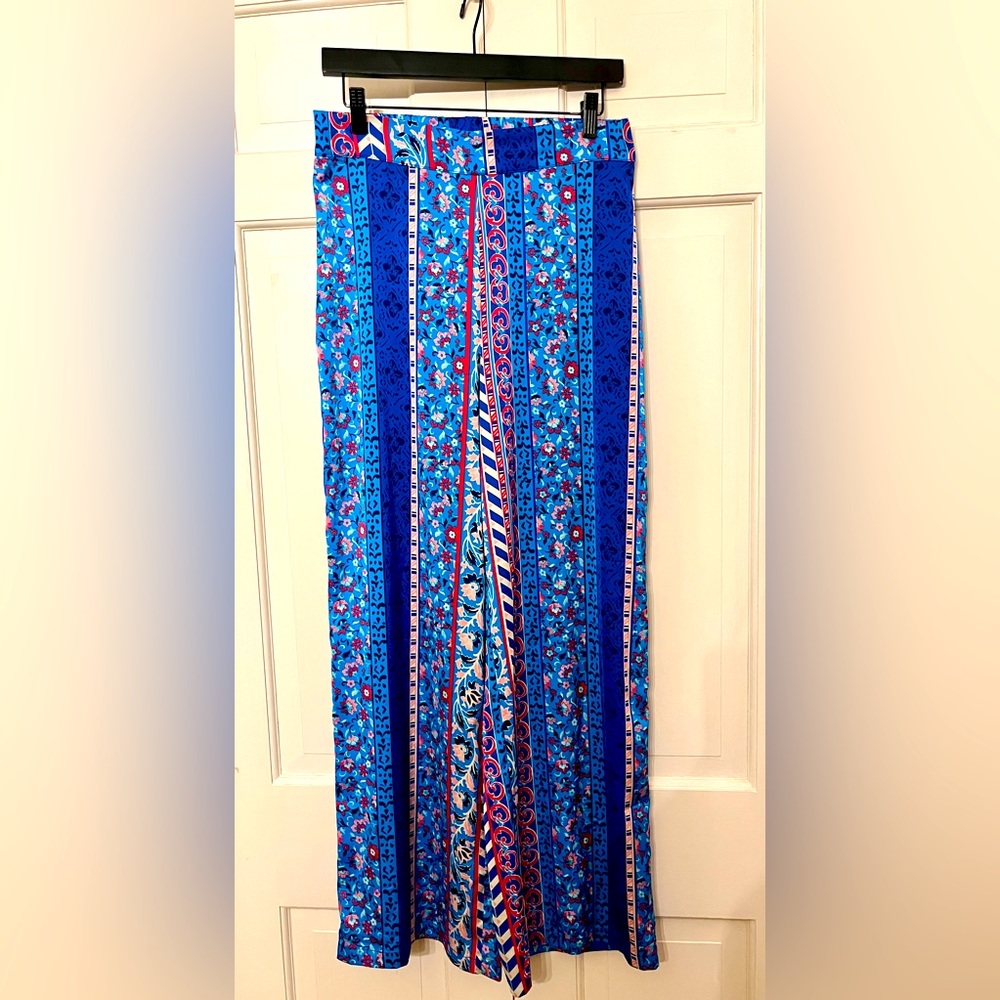 Maison d' Amelie Satin Wide Leg Pants Trousers Floral Boho Print Sz M NWT